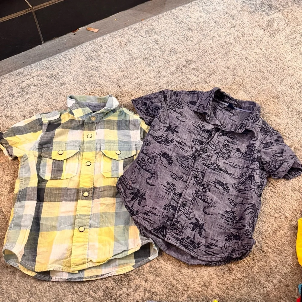 Toddler Short Sleeve lot of Button up & Polo Shirt Set‎ of 6 Printed Tops